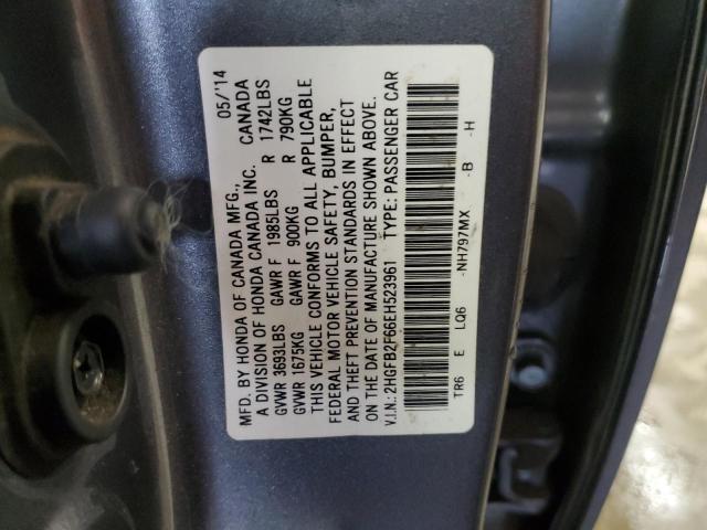 2HGFB2F66EH523961 - 2014 HONDA CIVIC HF GRAY photo 12