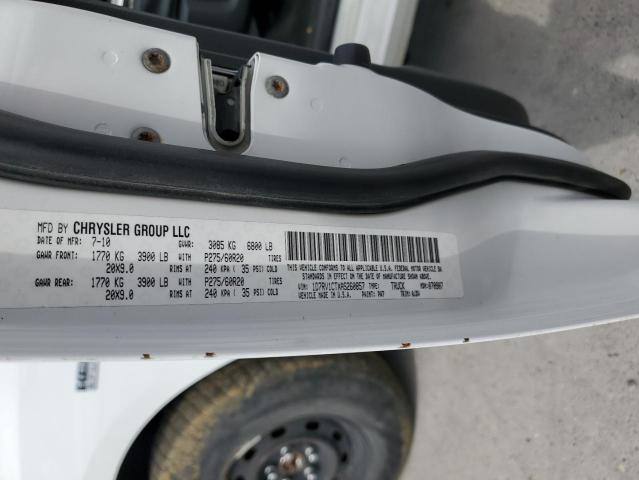 1D7RV1CTXAS260857 - 2010 DODGE RAM 1500 WHITE photo 12