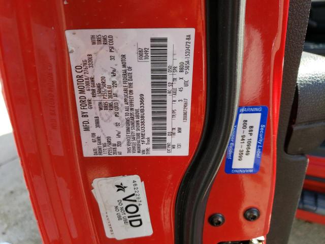 1FMEU33838UB33669 - 2008 FORD EXPLORER S LIMITED RED photo 12