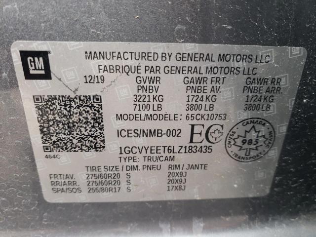 1GCVYEET6LZ183435 - 2020 CHEVROLET SILVERADO K1500 RST GRAY photo 12