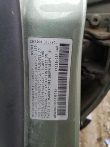 WVWRH63B53P387821 - 2003 VOLKSWAGEN PASSAT GLX GREEN photo 12