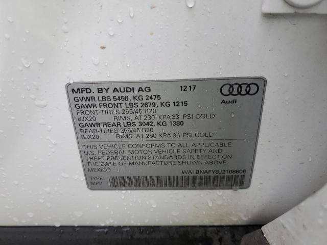 WA1BNAFY8J2108606 - 2018 AUDI Q5 PREMIUM PLUS WHITE photo 13