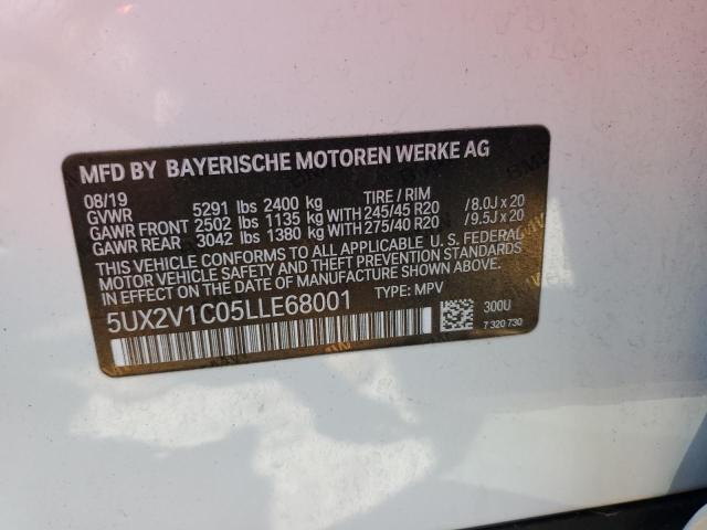 5UX2V1C05LLE68001 - 2020 BMW X4 XDRIVE30I WHITE photo 12