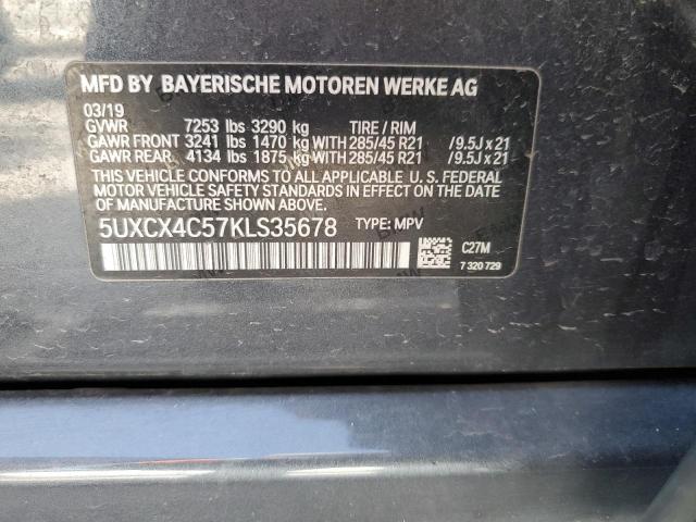 5UXCX4C57KLS35678 - 2019 BMW X7 XDRIVE50I GRAY photo 13