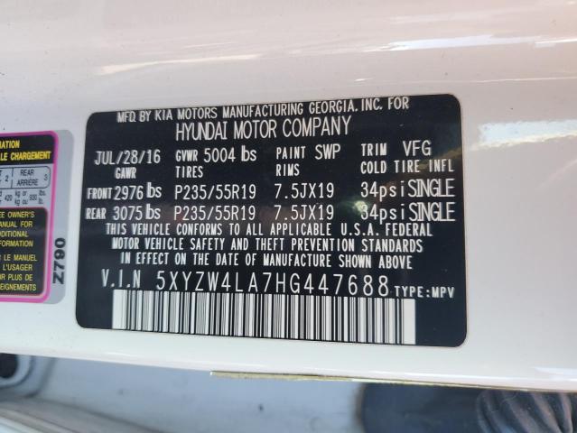 5XYZW4LA7HG447688 - 2017 HYUNDAI SANTA FE S WHITE photo 12