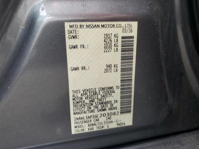 1N4AL3AP1GC203082 - 2016 NISSAN ALTIMA 2.5 GRAY photo 12