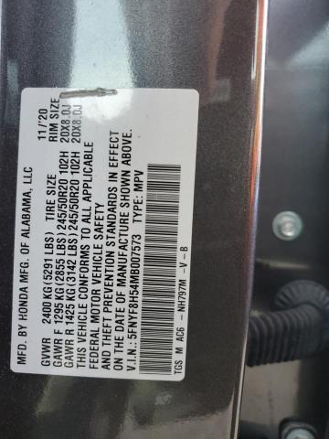 5FNYF8H54MB007573 - 2021 HONDA PASSPORT EXL CHARCOAL photo 14