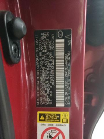 JTHKD5BH9B2044453 - 2011 LEXUS CT 200 RED photo 12