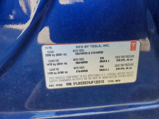 5YJXCDE29JF132510 - 2018 TESLA MODEL X BLUE photo 13