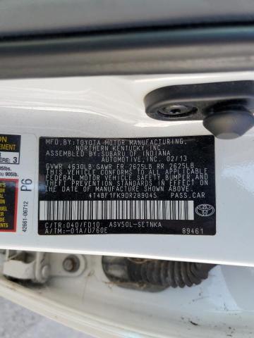 4T4BF1FK9DR289045 - 2013 TOYOTA CAMRY L WHITE photo 12