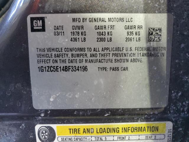 1G1ZC5E14BF334196 - 2011 CHEVROLET MALIBU 1LT CHARCOAL photo 12