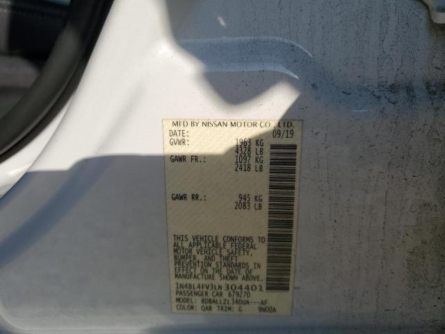 1N4BL4FV3LN304401 - 2020 NISSAN ALTIMA PLATINUM WHITE photo 12