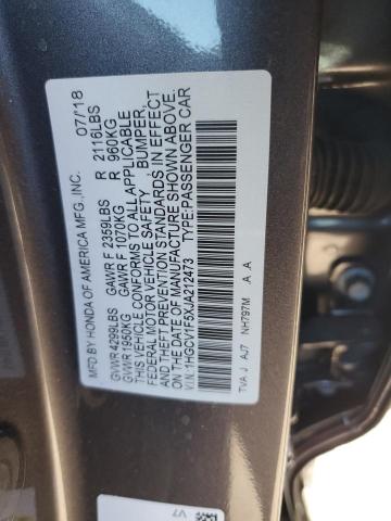 1HGCV1F5XJA212473 - 2018 HONDA ACCORD EXL GRAY photo 12