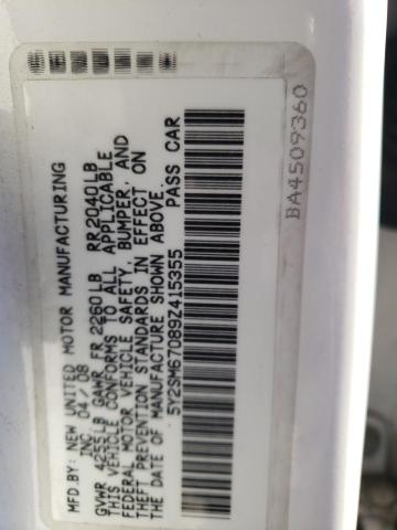 5Y2SM67089Z415355 - 2009 PONTIAC VIBE WHITE photo 12