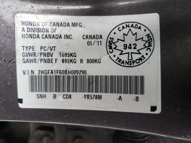 2HGFA1F60BH009290 - 2011 HONDA CIVIC LX-S 灰色 照片 12