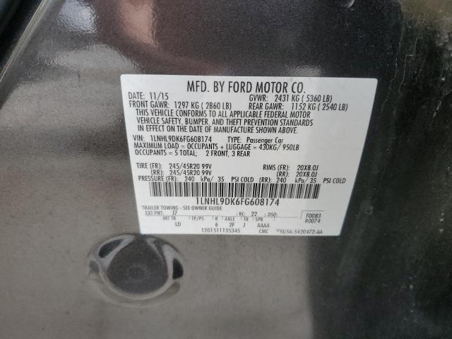 1LNHL9DK6FG608174 - 2015 LINCOLN MKS CHARCOAL photo 12