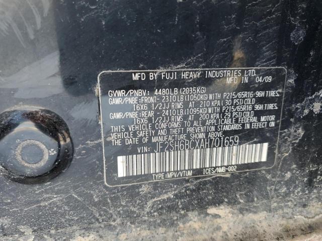 JF2SH6BCXAH701659 - 2010 SUBARU FORESTER XS Қара фото 12