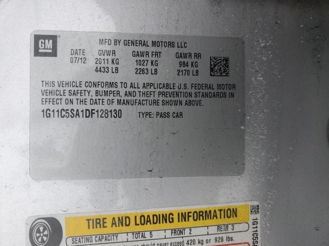 1G11C5SA1DF128130 - 2013 CHEVROLET MALIBU 1LT SILVER photo 12