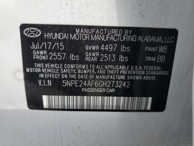 5NPE24AF6GH273242 - 2016 HYUNDAI SONATA SE WHITE photo 12