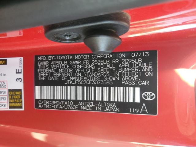 JTKJF5C70E3073585 - 2014 TOYOTA SCION TC RED photo 13