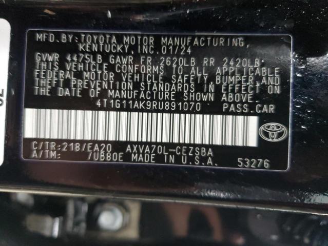 4T1G11AK9RU891070 - 2024 TOYOTA CAMRY SE NIGHT SHADE BLACK photo 12