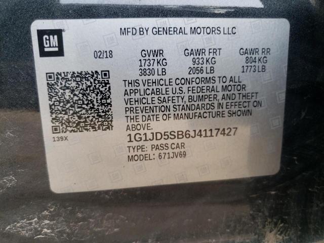 1G1JD5SB6J4117427 - 2018 CHEVROLET SONIC LT GRAY photo 12