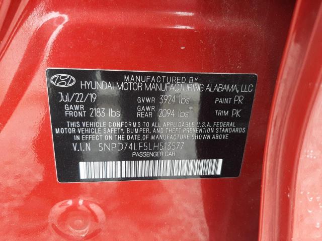 5NPD74LF5LH513577 - 2020 HYUNDAI ELANTRA SE RED photo 13