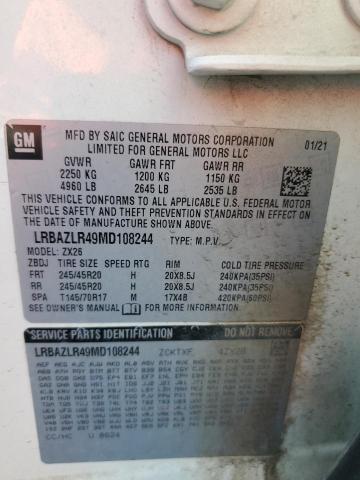 LRBAZLR49MD108244 - 2021 BUICK ENVISION PREFERRED თეთრი ფოტო 13