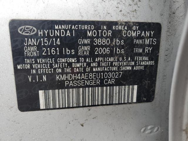 KMHDH4AE8EU103027 - 2014 HYUNDAI ELANTRA SE SILVER photo 13