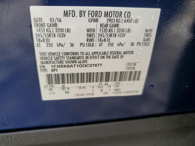 1FM5K8AT1GGC07677 - 2016 FORD EXPLORER POLICE INTERCEPTOR BLUE photo 13