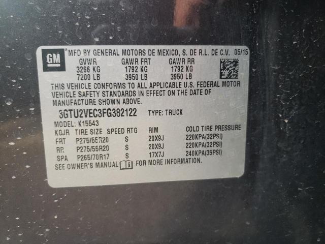 3GTU2VEC3FG382122 - 2015 GMC SIERRA K1500 SLT GRAY photo 13