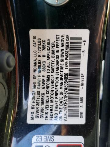 19XFA1F57AE054050 - 2010 HONDA CIVIC LX BLACK photo 12