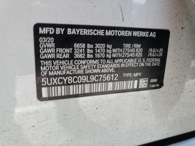 5UXCY8C09L9C75612 - 2020 BMW X6 M50I WHITE photo 12