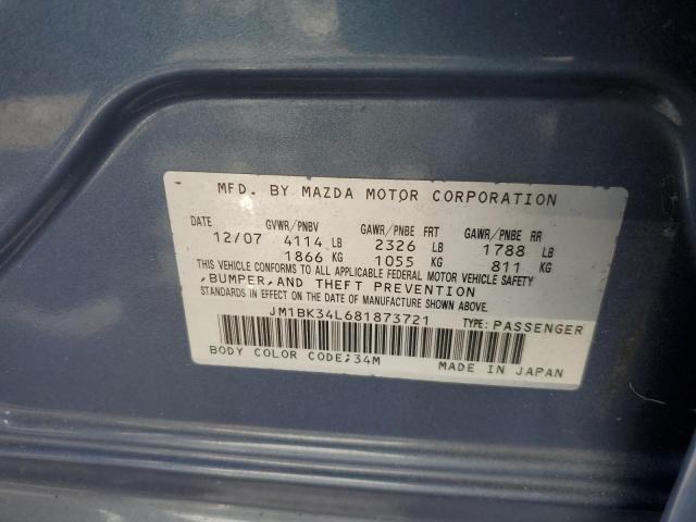 JM1BK34L681873721 - 2008 MAZDA SPEED 3 BLUE photo 12