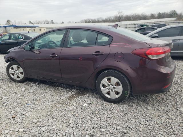 3KPFK4A77JE165477 - 2018 KIA FORTE LX MAROON photo 2