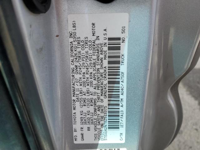 5TEUU42N78Z513375 - 2008 TOYOTA TACOMA ACCESS CAB SILVER photo 12