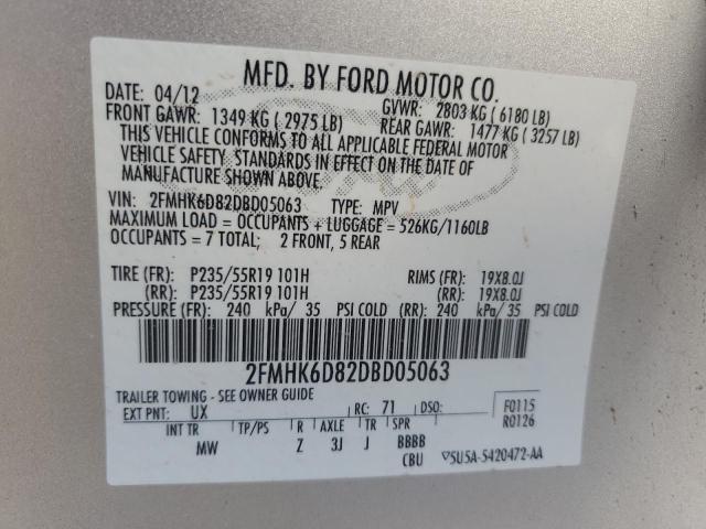 2FMHK6D82DBD05063 - 2013 FORD FLEX LIMITED SILVER photo 14