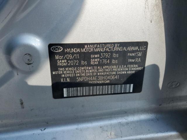 5NPDH4AE3BH040641 - 2011 HYUNDAI ELANTRA GLS SILVER photo 12