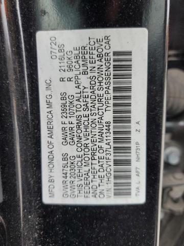 1HGCV1F37LA113448 - 2020 HONDA ACCORD SPORT BLACK photo 12