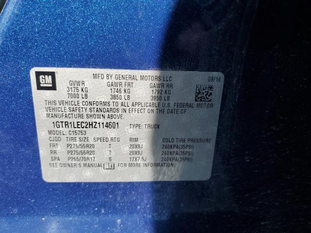 1GTR1LEC2HZ114601 - 2017 GMC SIERRA C1500 BLUE photo 13