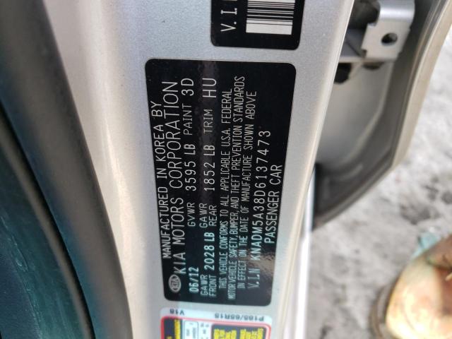 KNADM5A38D6137473 - 2013 KIA RIO LX SILVER photo 12