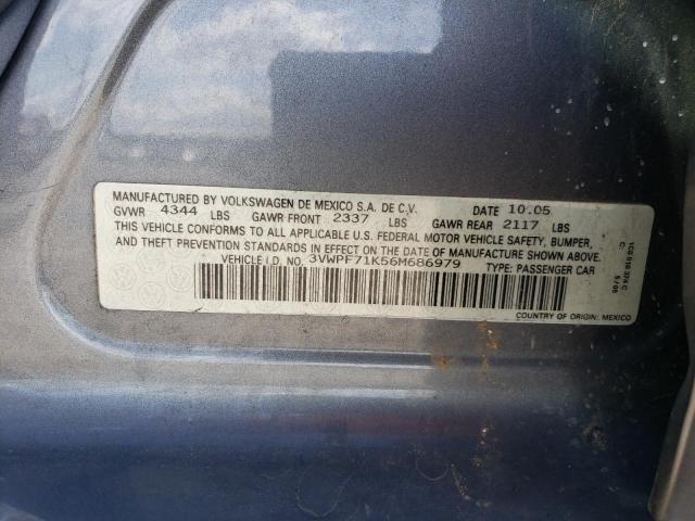 3VWPF71K56M686979 - 2006 VOLKSWAGEN JETTA VALUE GRAY photo 12