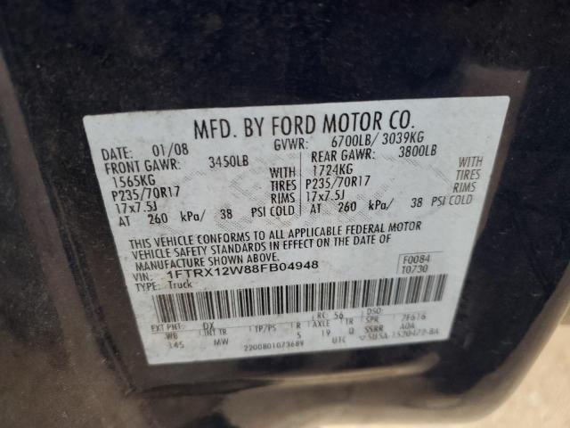 1FTRX12W88FB04948 - 2008 FORD F150 BLUE photo 12