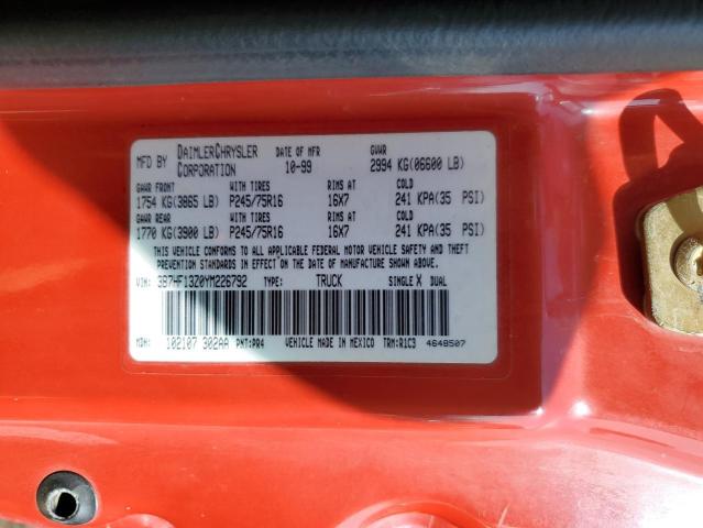 3B7HF13Z0YM226792 - 2000 DODGE RAM 1500 RED photo 13