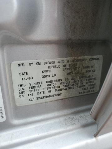 KL1TD5DE3AB057097 - 2010 CHEVROLET AVEO LS Gümüş foto 12
