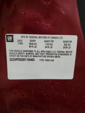 2G2WP552061190400 - 2006 PONTIAC GRAND PRIX 栗色 照片 12