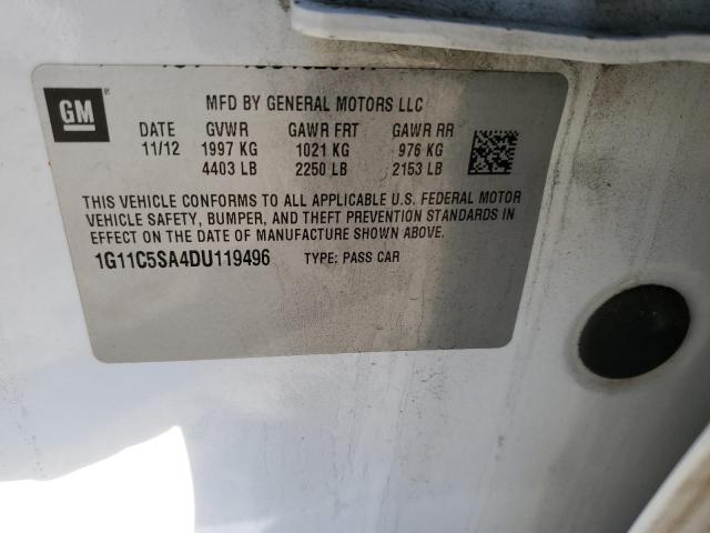 1G11C5SA4DU119496 - 2013 CHEVROLET MALIBU 1LT 白色 照片 12