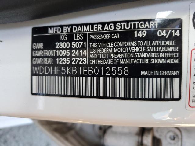 WDDHF5KB1EB012558 - 2014 MERCEDES-BENZ E 350 WHITE photo 12