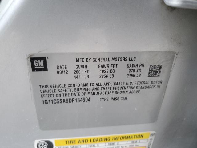 1G11C5SA6DF134604 - 2013 CHEVROLET MALIBU 1LT SILVER photo 12