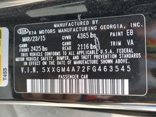 5XXGM4A72FG463545 - 2015 KIA OPTIMA LX BLACK photo 12